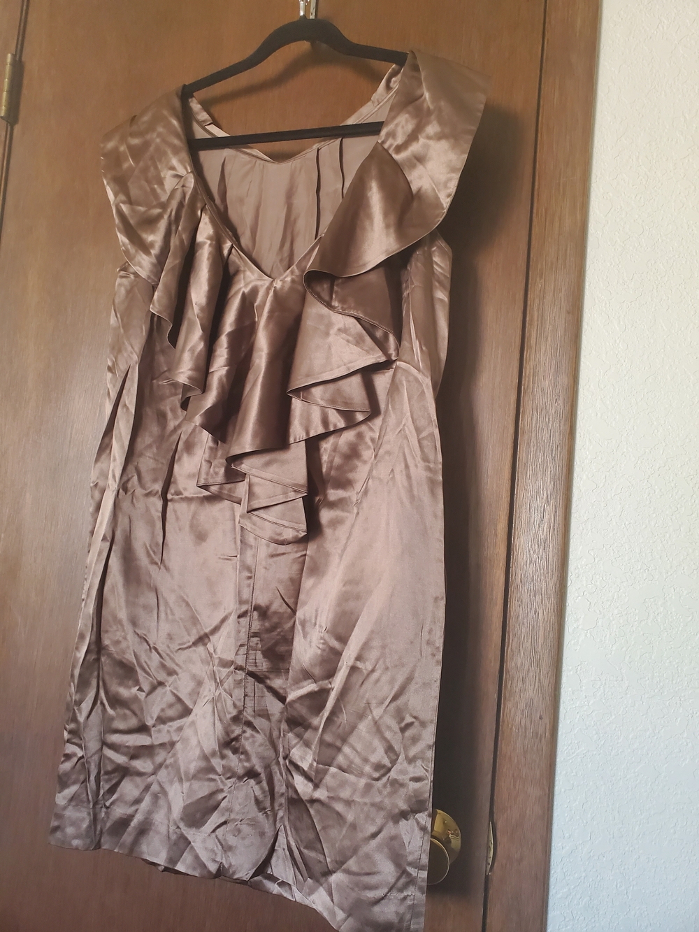 BCBGMaxAzria Silk Blend Bronze Shift Dress - Picture 3 of 7